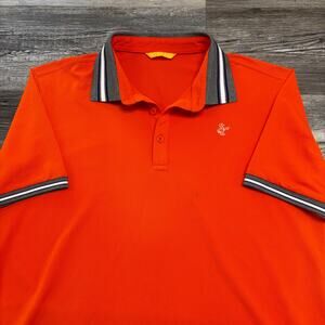 Louis Castel Orange Gray Mens‎ XL 1/4 Button Performance Golf Stretch Polo Mens